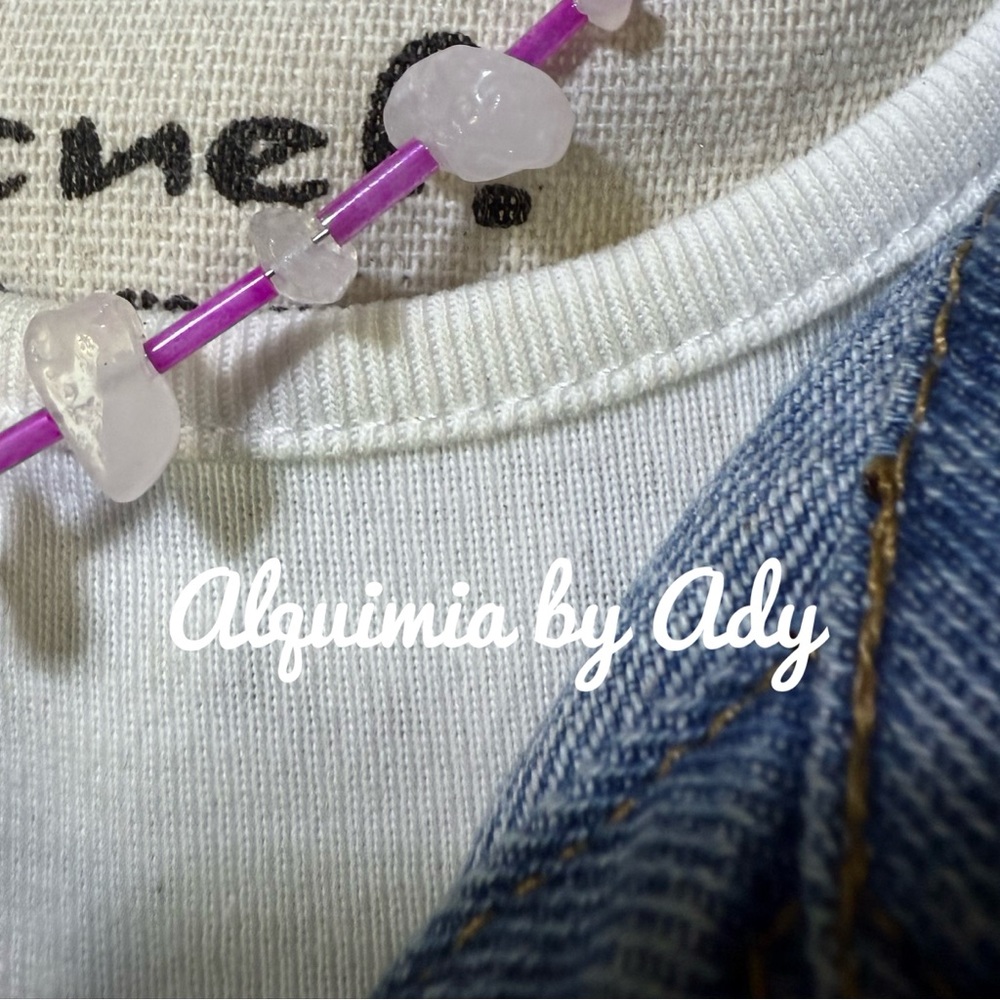 PINK QUARTZ BEADED SHORT NECKLACE - Picture 3 of 4